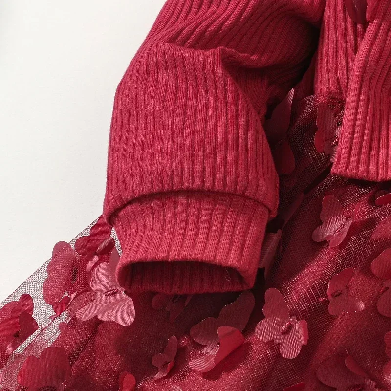 Abiti da bambino per ragazze Abito da ragazza primavera autunno Bambino Dolce abito da principessa Infantile Moda Ragazza Maglia Farfalla Abito da neonato - immagine 5