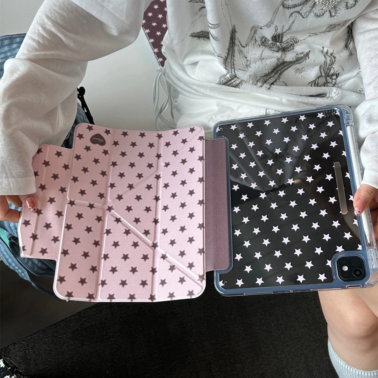 Kawaii Retro Star Mint Green Tablet Cover Case
