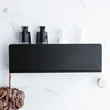 Black Bathroom Organizer Shelf With Hooks Aluminum Kitchen Decoration Shelves On Wall Shower Storage Rack Wall Mount 1