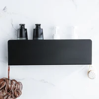 Black Bathroom Organizer Shelf With Hooks Aluminum Kitchen Decoration Shelves On Wall Shower Storage Rack Wall Mount 1