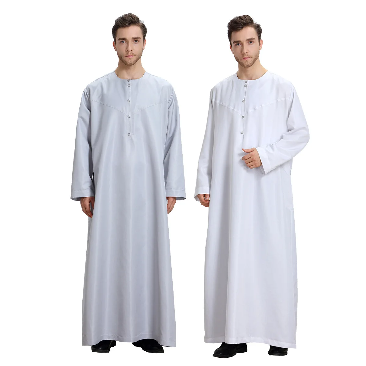 

Men's Clothing Muslim Fashion Jubba Thobe Nationality Round Neck Button Long Sleeve Solid Color Spring Fashion