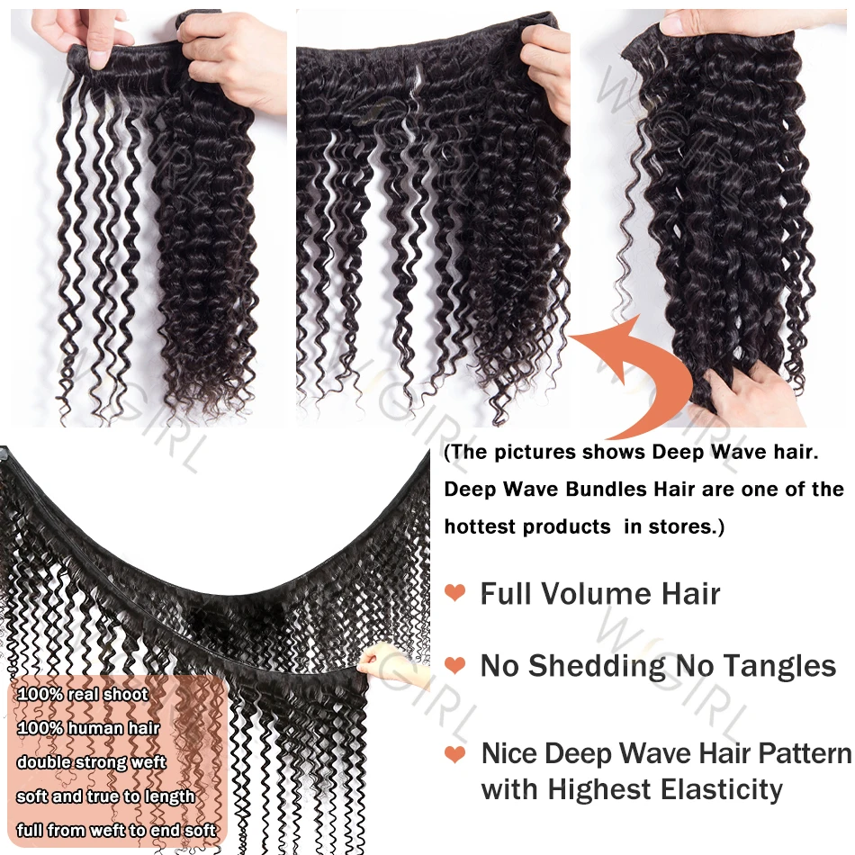 30 40 Inch Loose Deep Wave Human Hair Bundles Brazilian Curly 3 4 Bundles Raw Hair Extensions Double Weft Bundle