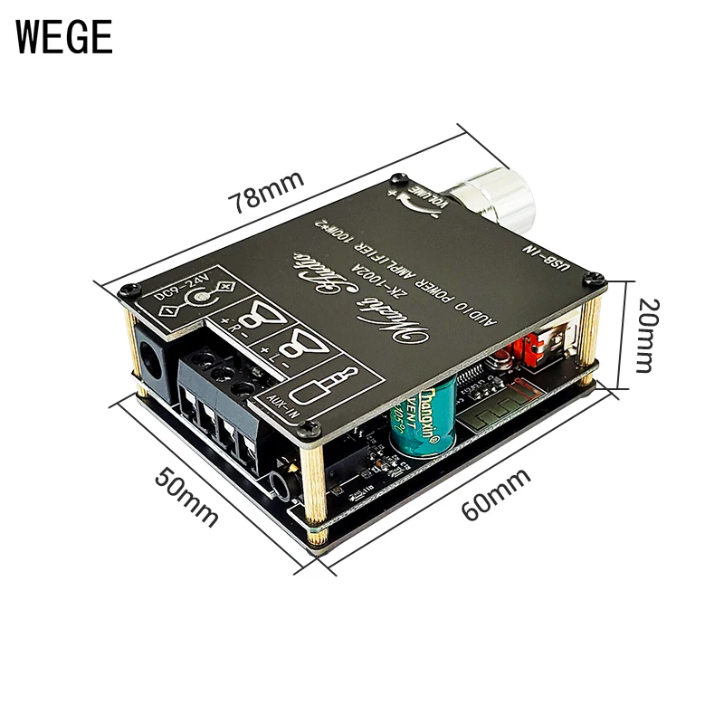 WEGE ZK-1002A 100Wx2 BT 5.1 Audio Digital Power Amplifier Board Stereo AMP 2.0 Channel AUX Home Music Wireless Wuzhi Audio APP
