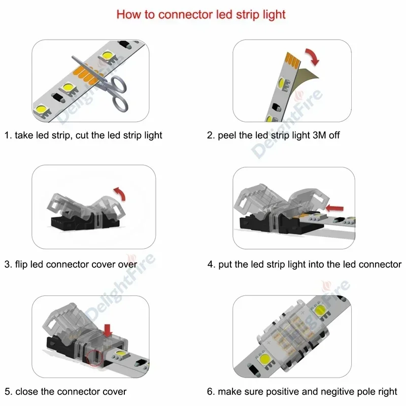 LED Wire Connector 2 3 4 5 6 pin 12V 8mm 10mm 12mm No Waterproof Splice Terminals for 5050 WS2812B RGB RGBW RGBWW SMD LED Strip