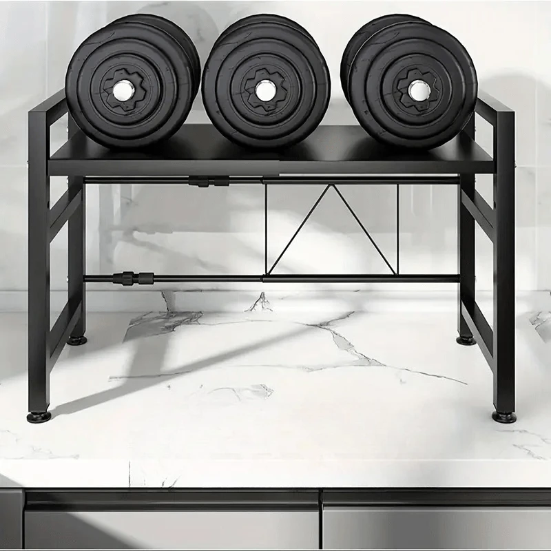 1pc Heavy-Duty Expandable Microwave Stand,Kitchen Storage Shelf,Adjustable 2-Tier Carbon Countertop Organizer