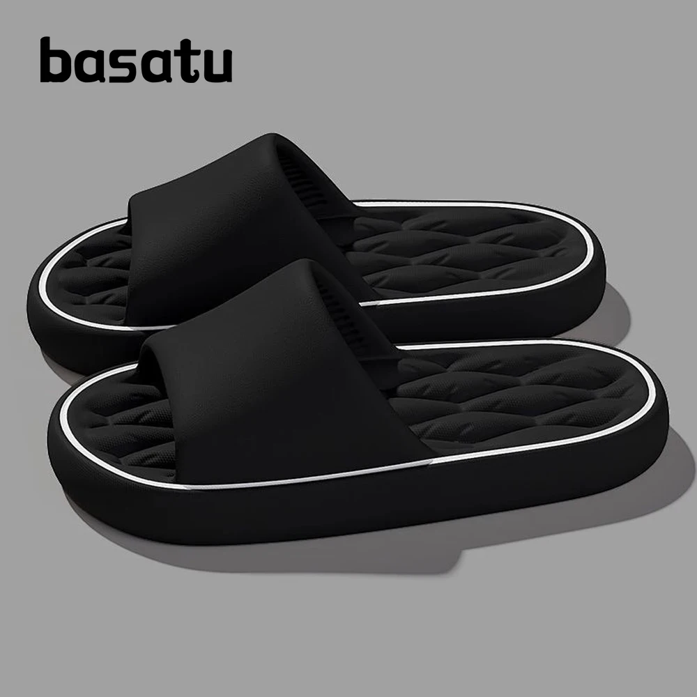 BASATU Fashion Summer Cartoon Home Shoes Non-slip Soft Slides Lithe Comfort Sandals Men Women Couple Slippers Trendy Slippers
