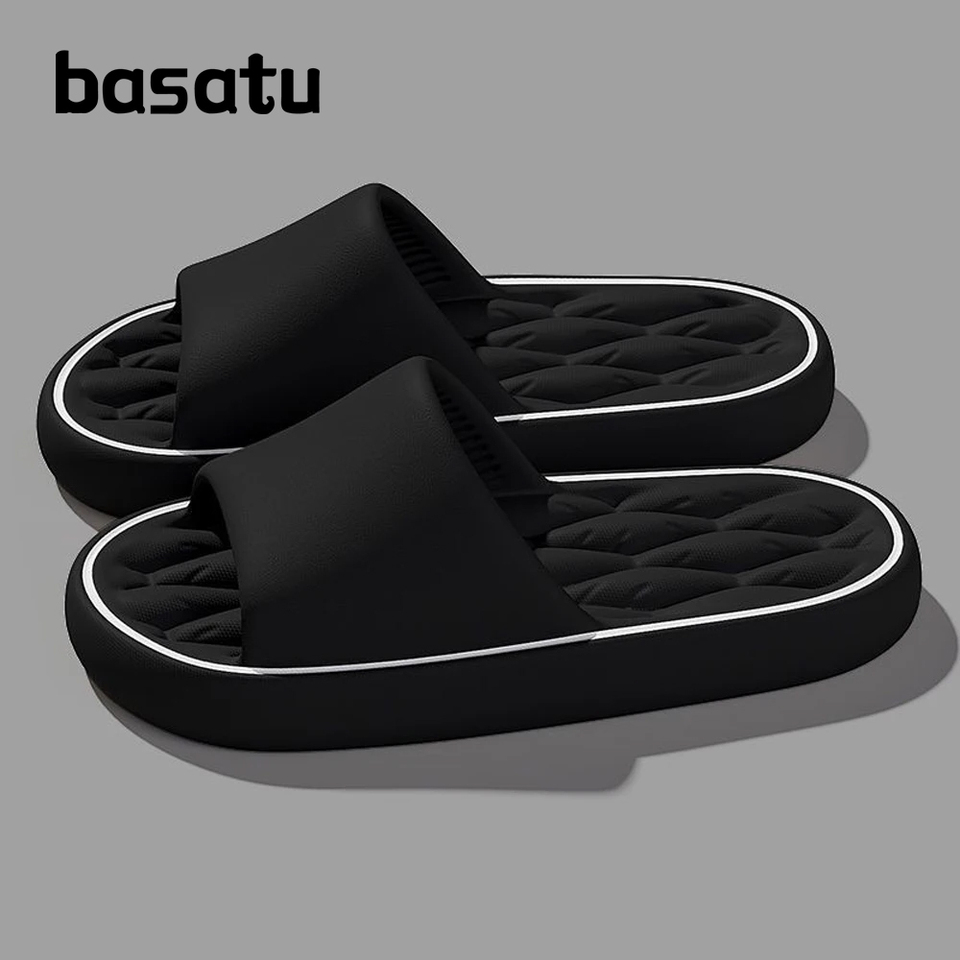 BASATU Fashion Summer Cartoon Home Shoes Non-slip Soft Slides Lithe Comfort Sandals Men Women Couple Slippers Trendy Slippers 