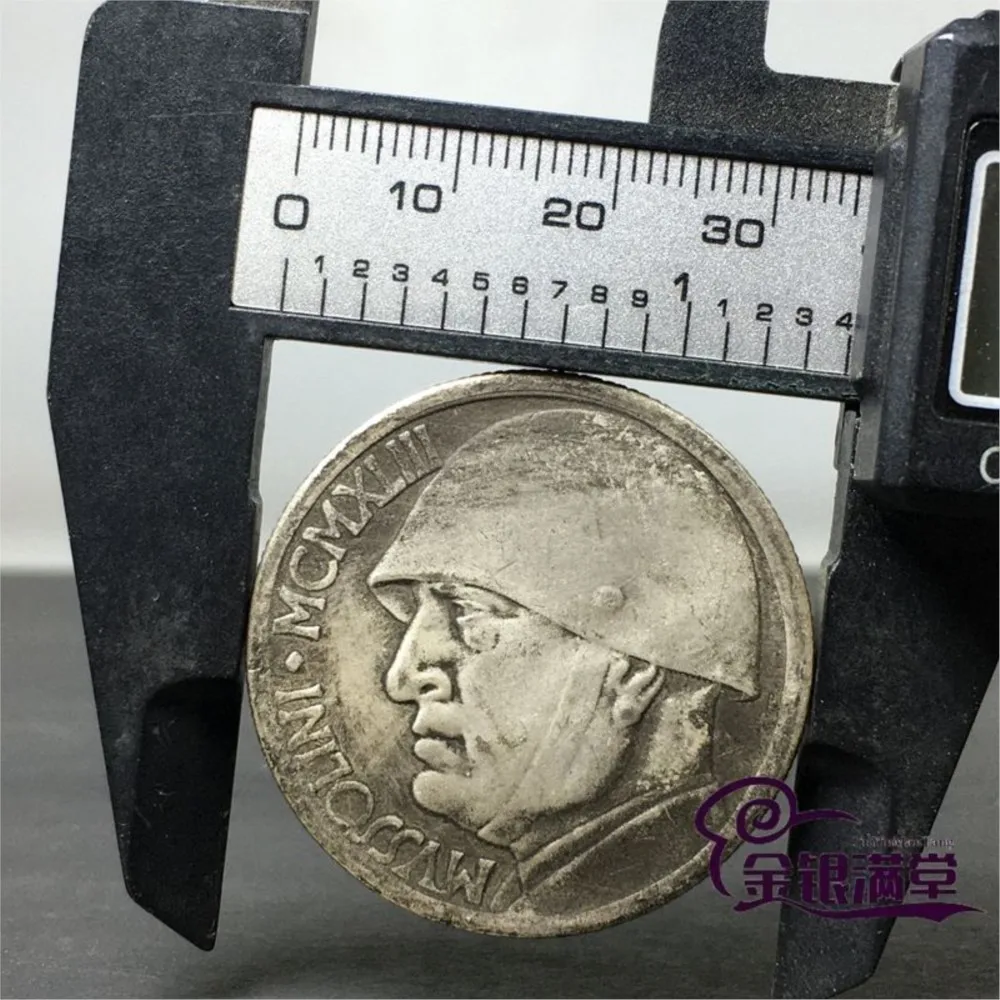 1 PCS Italian Benito Mussolini Mcmxcviii Mcmxviii Italia 20 Lira Steel Helmet Private Silver Dollar Coins Old Coin Collection