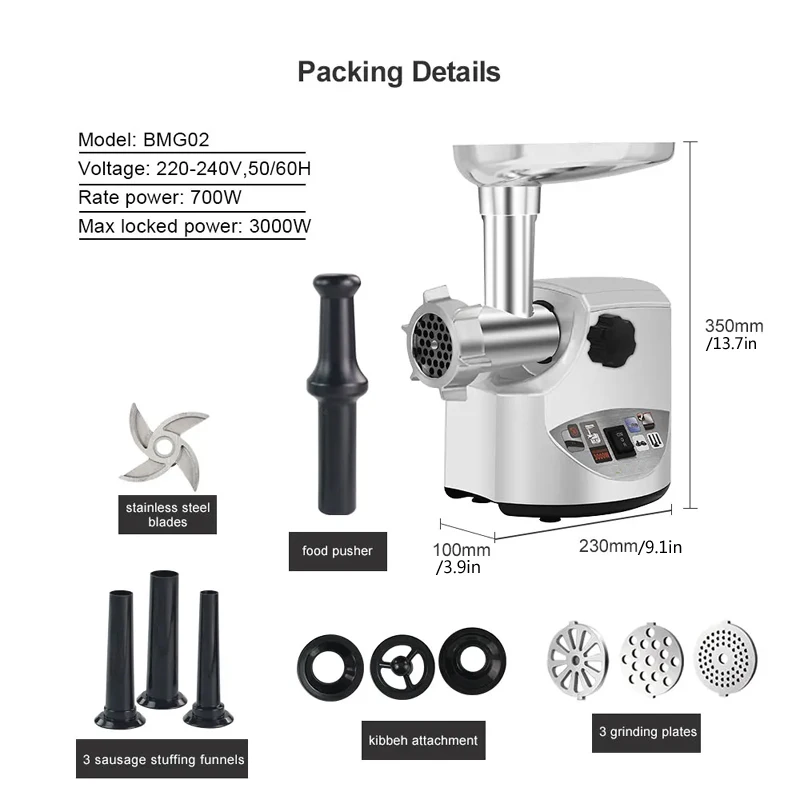Commercial Meat Grinder Electric Meat Mincer  Heavy Duty Industrial Meat Mincer Machine 3 Grinding Plates 5