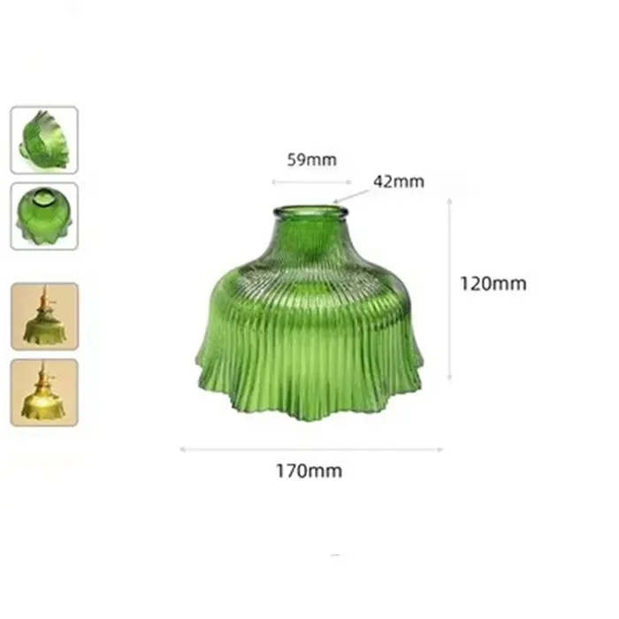 Decor 55mm to 59mm Opening Green Glass Lamp Shade Replacement with