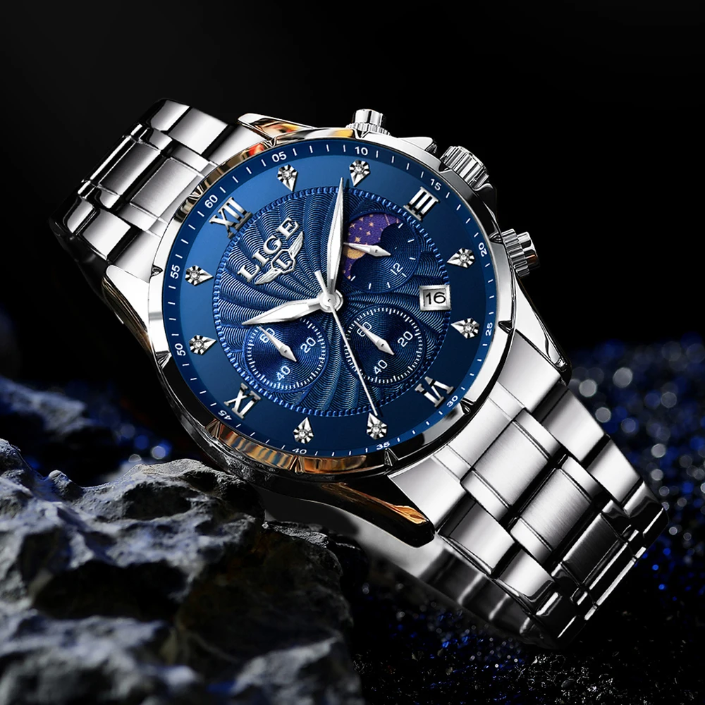 Luxury Brown Leather Men's Quartz Sports Watch - Waterproof Casual Timepiece by LIGE