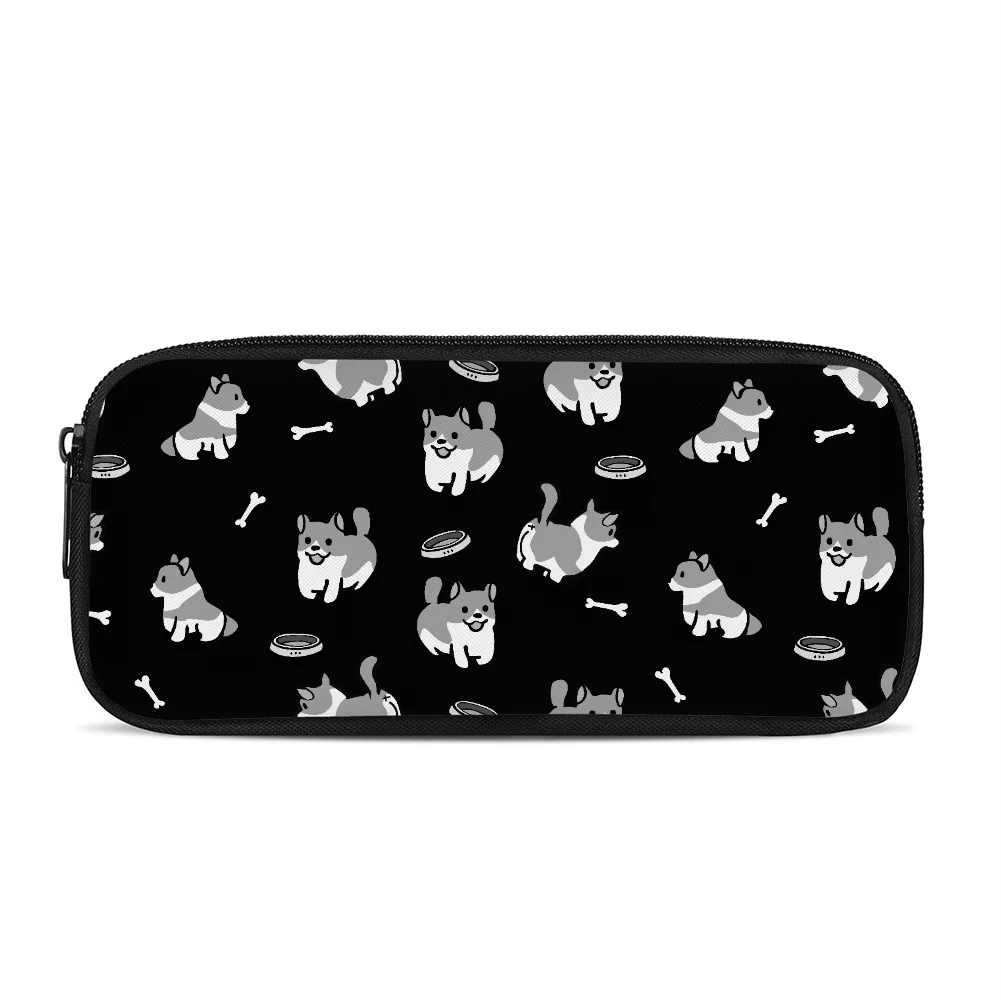Cute Corgi  Pattern Pencil Pouch Custom Pencil Box Zipper Stationery Bag Birthday Gift Free Shipping