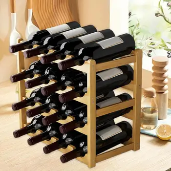 Portabottiglie impilabile portabottiglie rustico da 20 bottiglie per armadietto portabottiglie da vino a 4 livelli espositore per bottiglie da Bar impilabile vino
