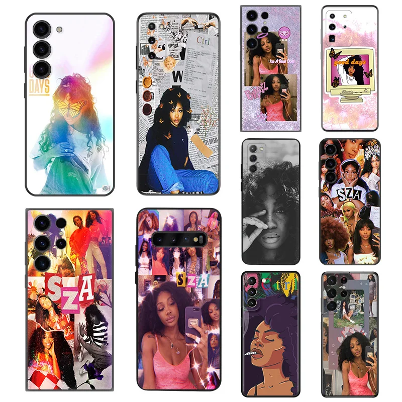 Sza Solana Imani Rowe Custodie In Silicone Nero Per Samsung Galaxy S23 Ultra 5G S22 S21 S20 Fe Plus Note 20 10 9 8 S10 Ecover