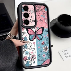 Blue Pink Butterfly Floral Phone Case - Galaxy A27 (B023 Black)