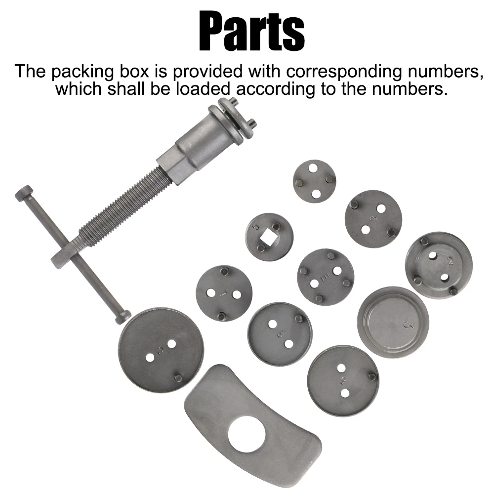 Conjunto de ferramentas compressor pistão para carro, durável e confiável, conveniente, freio a disco, rebobinamento de pinça, freio traseiro, 12PCs, 13PCs, 1 conjunto