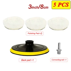 Deluxe Car Polishing Kit - Multi-Size Pads & Wool Wheel for Auto Detailing & Waxing (3inch Set A)