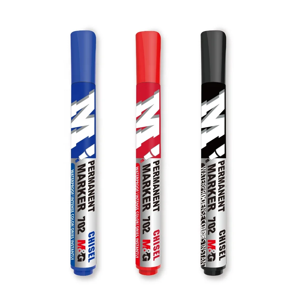 M&G Fast Dry Single Tip Permanent Marker Black Blue Red Ink for Office Stationery Supplies