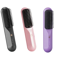 Rechargeable Hot Comb Cordless Hair Brush Straightener Heat Pressing Combs Electric Comb Anti Burn Fast Heating 1