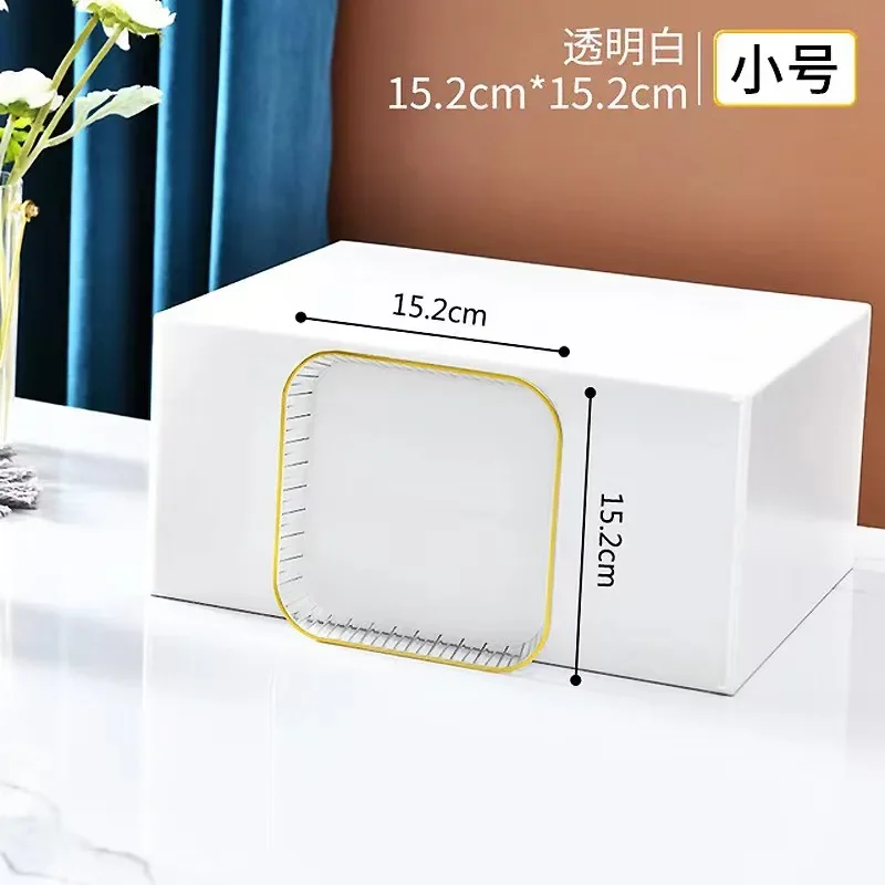 Elegant Gold-Trimmed Clear Plastic Trays-Perfect for Dinner Parties, Tea Gatherings, & Grocery Showcases