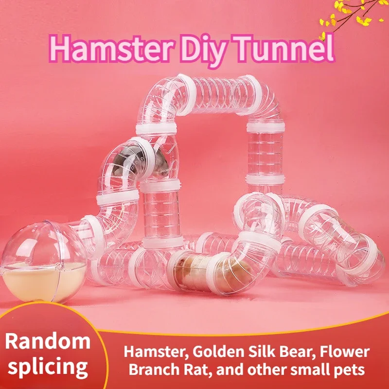 Hamster toy maze,hamster cage tunnel,small pet tunnel Hamster Toy Maze DIY Remodeled Cage External Tubes Tunnel Set Sports U Pipe Hamster Accessories Pipeline Chinchillas Supplies