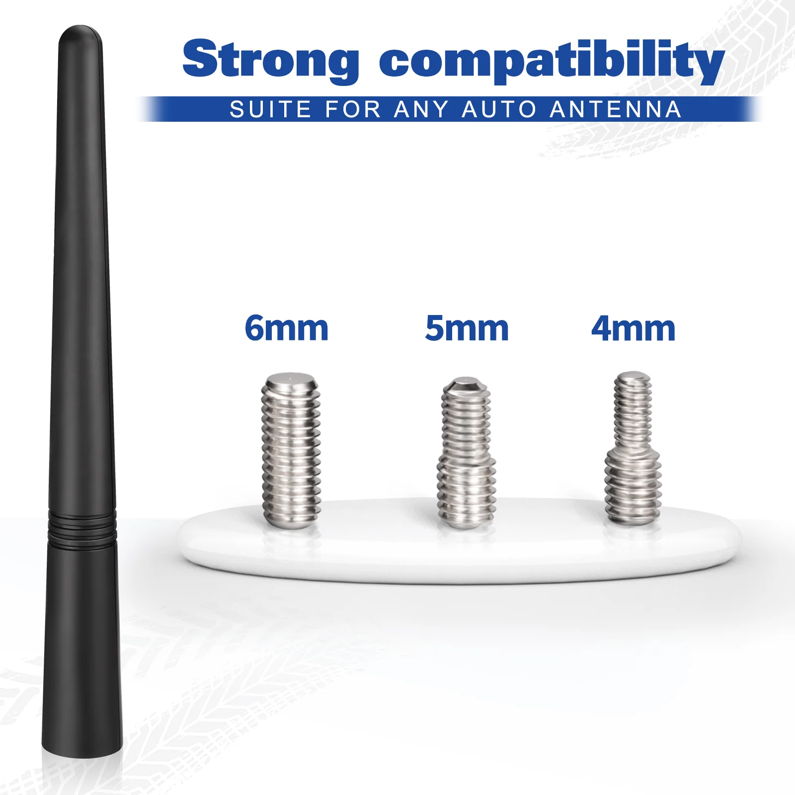 Superbat 6 Inch AM/FM DAB Car Roof Antenna 88-108MHz with 3 Adapter for Enhanced Radio Reception