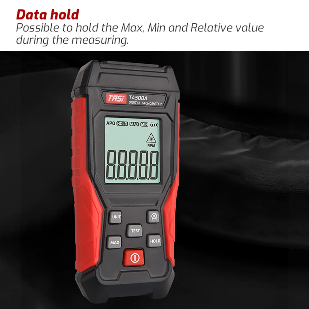 Laser Tachometer A500C Digital Laser Tachometer 3~100000RPM Rang Rpm Meter 2-in-1 Contact/Non-contact Tacometro Backlight Unit Switch Speedomet
