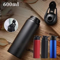 Outdoor Stainless Steel Water Bottle 600ml Leak Proof Large Capacity Sports Bike Travel Bottle for Camping Cycling