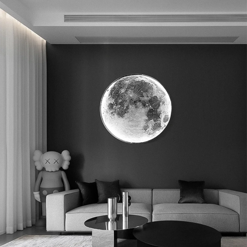 MANVIV Modern Creative Ceiling Lamp LED Wall Lamp Moon 60cm with Remote Control Dimmable Bedroom Bedside Living Room Light Decor