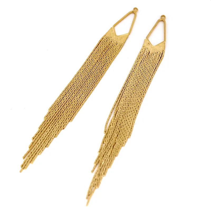 2 Stücke 24 Karat Gold Messing Metallkette Lange Quaste Charms Anhänger Schmuck Ohrring Halskette Herstellung Zubehör DIY Erkenntnisse Zubehör – Detail 3