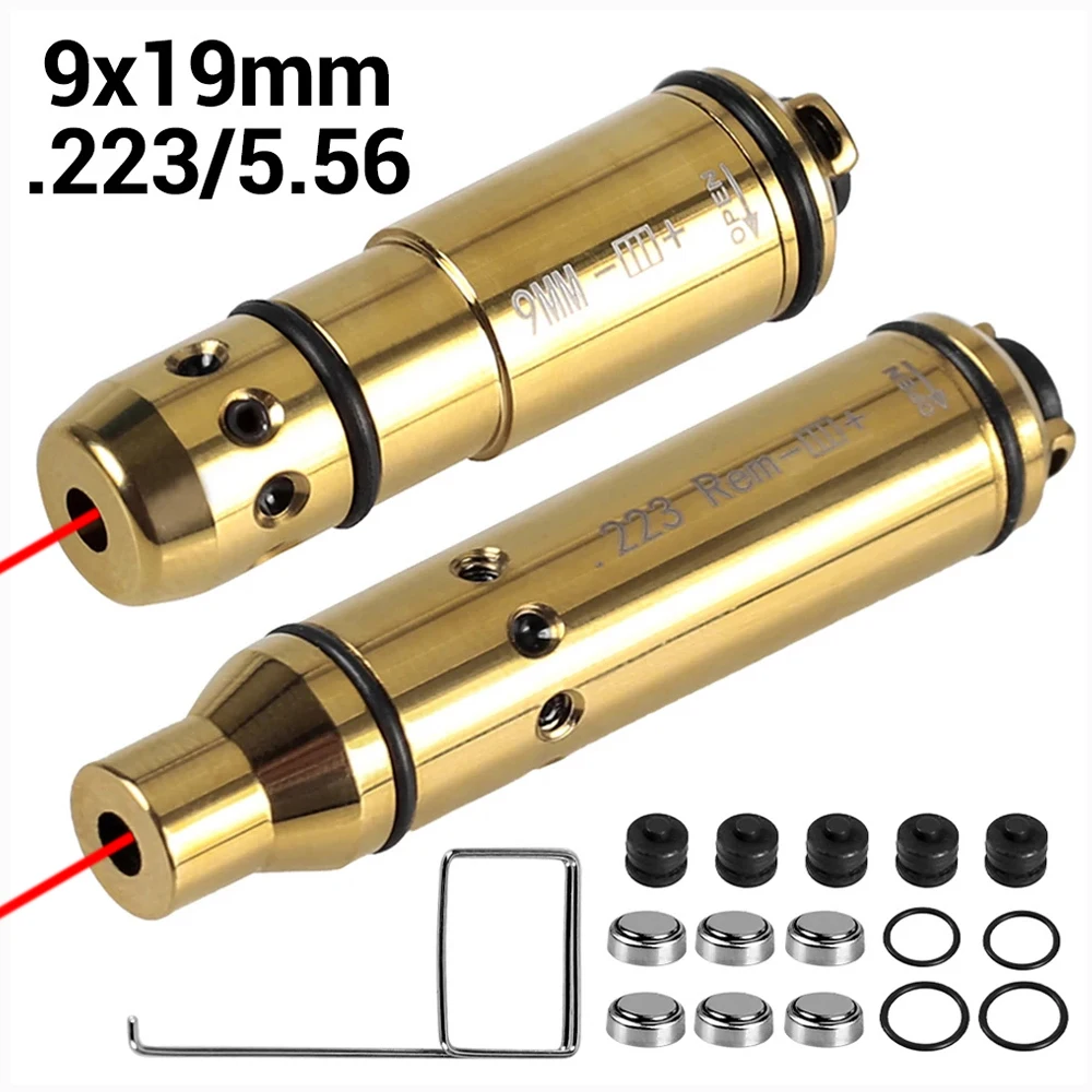 Dry Fire Training Laser Bullet 9mm .223/5.56 Boresighter for Dry Fire Training Hunting Red Dot Laser Bore Sight