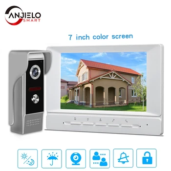 WIRED Video Intercom System 7 Inches Video Doorbell Door System Kits Support Unlock Monitoring for Villa Home Office Apartment 1