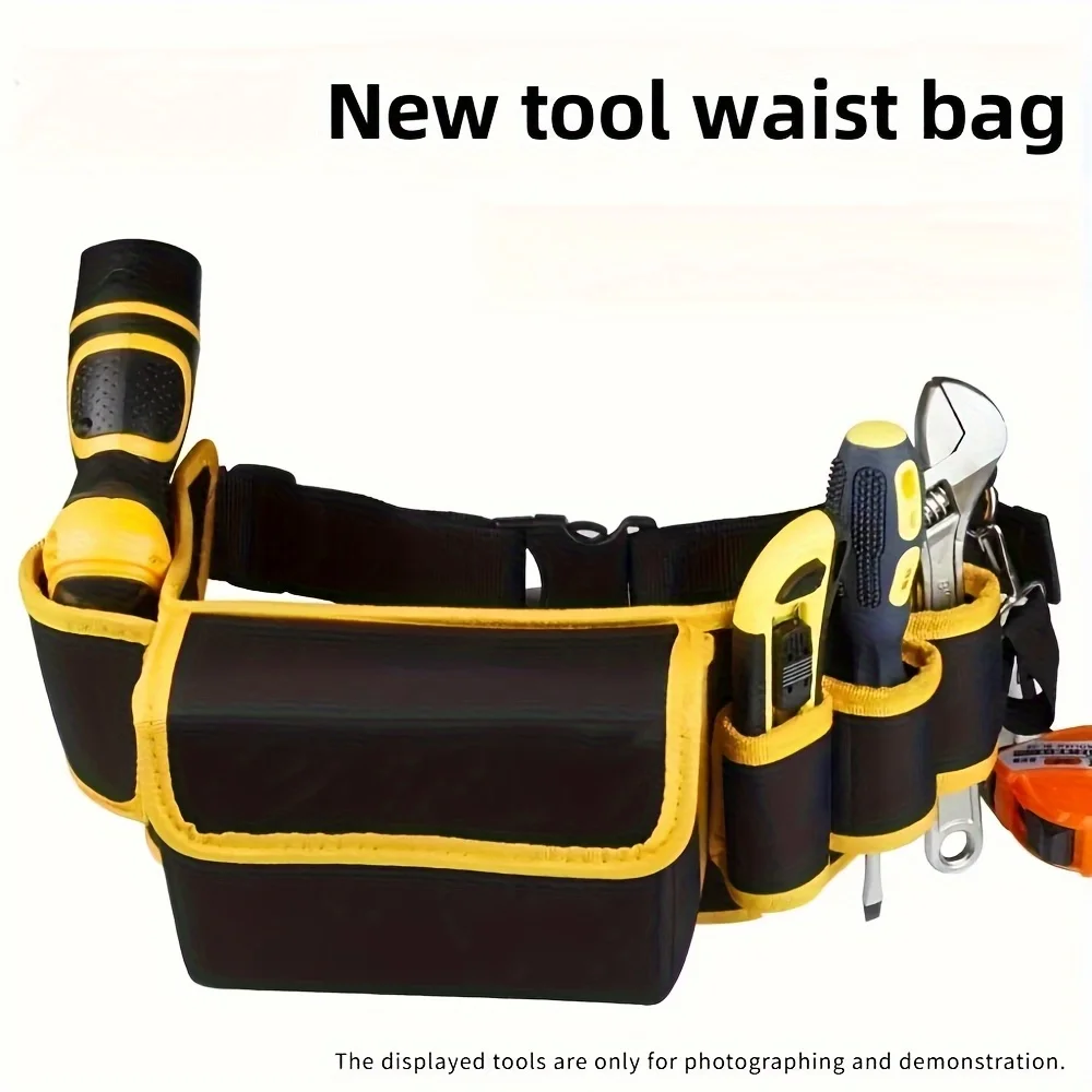 1PC 휴대용 공구 허리 파우치 - 조절 가능한 벨트, 전기 기술자 및 목수를 위한 대용량 내마모성