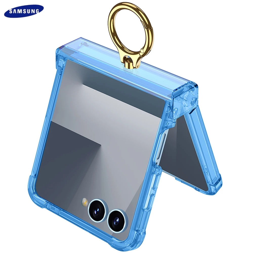 Foldable Colored Transparent Shockproof Hard Case with Ring