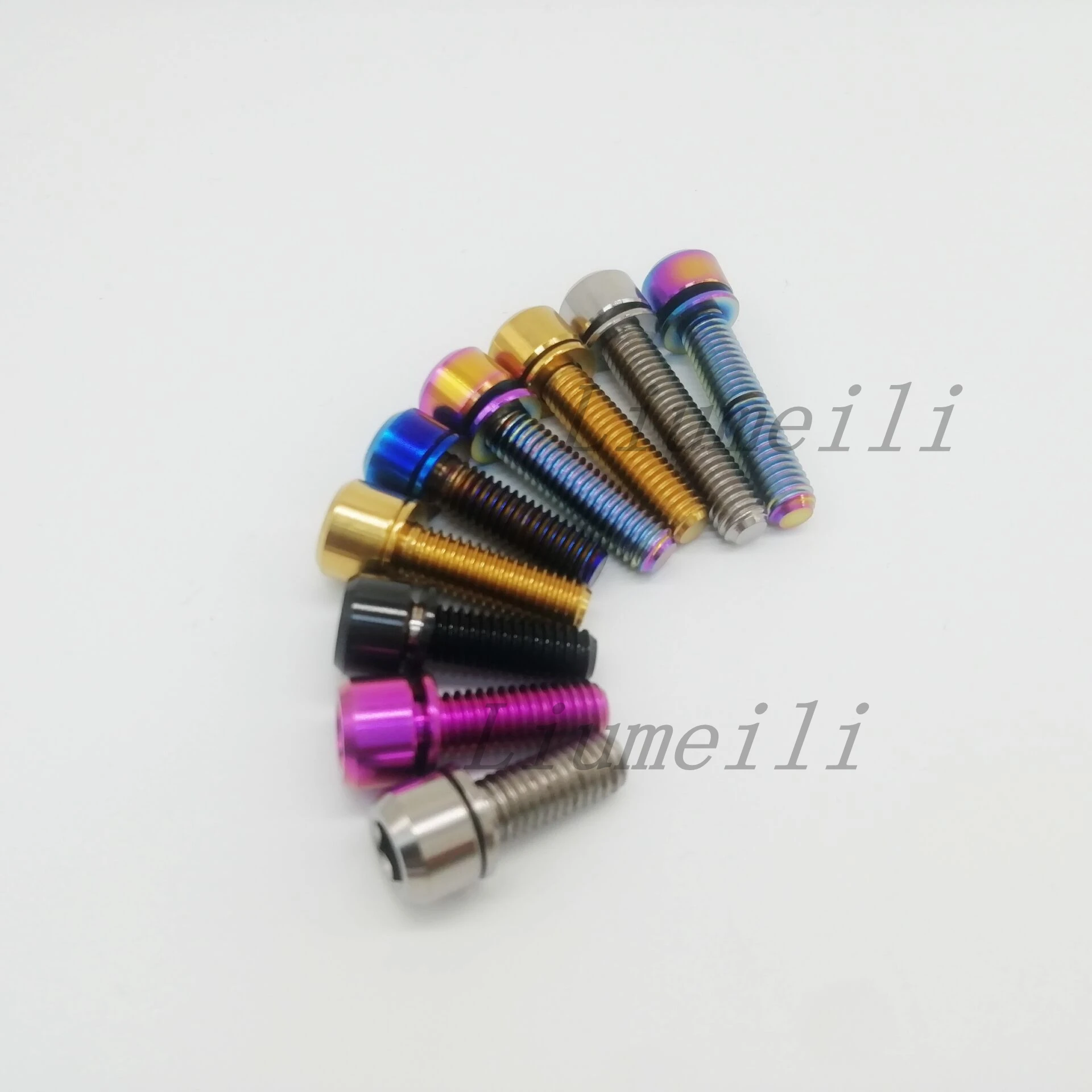 Titanium Bolts Titanium Ti Bolts M6x16 18 20 25 30mm with Washers Chamfered Allen Key Head for Bicycle Disc Brake Stem Clamp 1pc