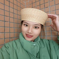 French Beret Hat Women Straw Cap Summer Woven Sun Hat Church Derby Party Hostesses Pillbox Hat Millinery Fascinator Base - Image 2