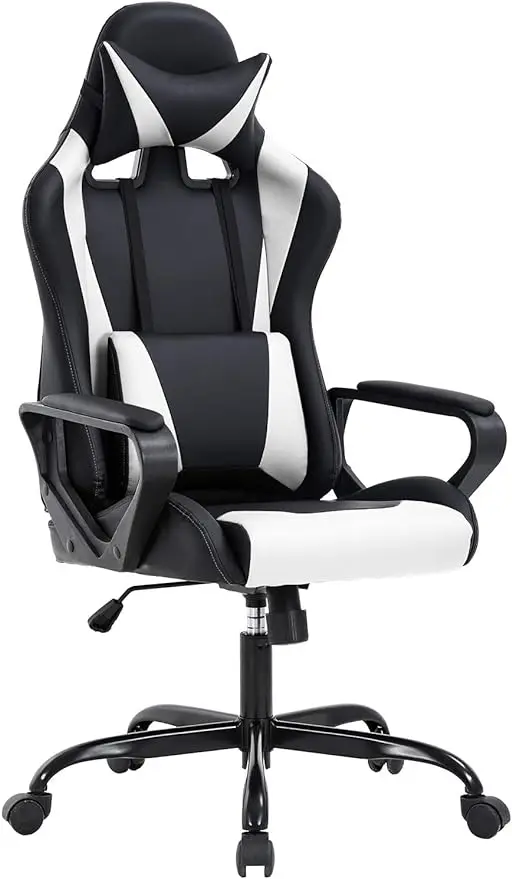 

Office chair Computer Racing chair PU Desk Task Chair Ergonomic, white