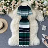 YuooMuoo Lady Stripes Knitted Bodycon Office Dress Summer Slim Elastic Sexy Package Hips Party Dress Women Outfits Vestidos 1