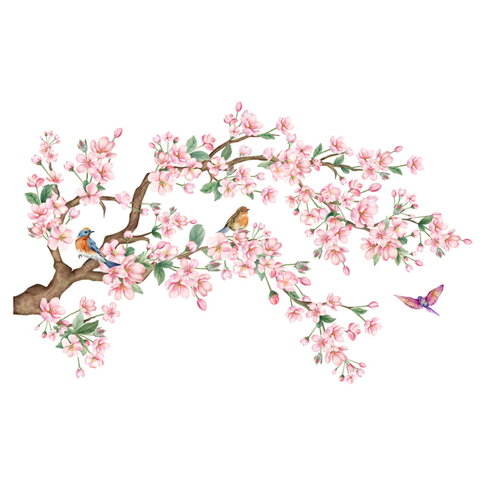 

Green Plants And Flowers Series Bird Decoration Room Living Room Bedroom Self Adhesive And Removable Wall Stickers