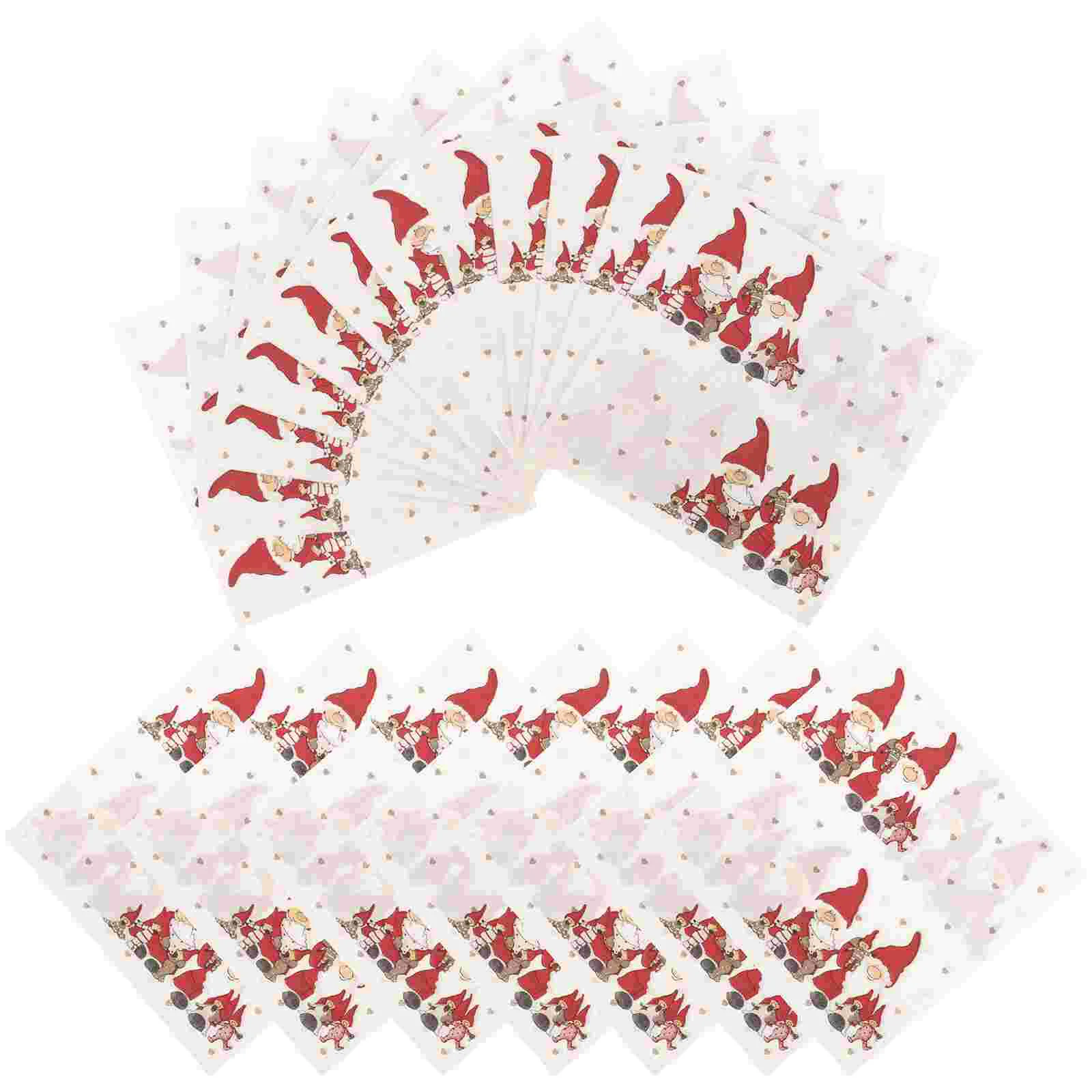 

60 шт., бумажные салфетки с принтом Санта-Клауса