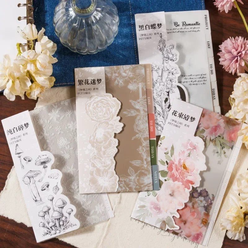 

5Sheets Plant PET Index Dividers Material paper Dream Decorative Material Writing Base Notebooks Supplies Scrapbook 203*115MM