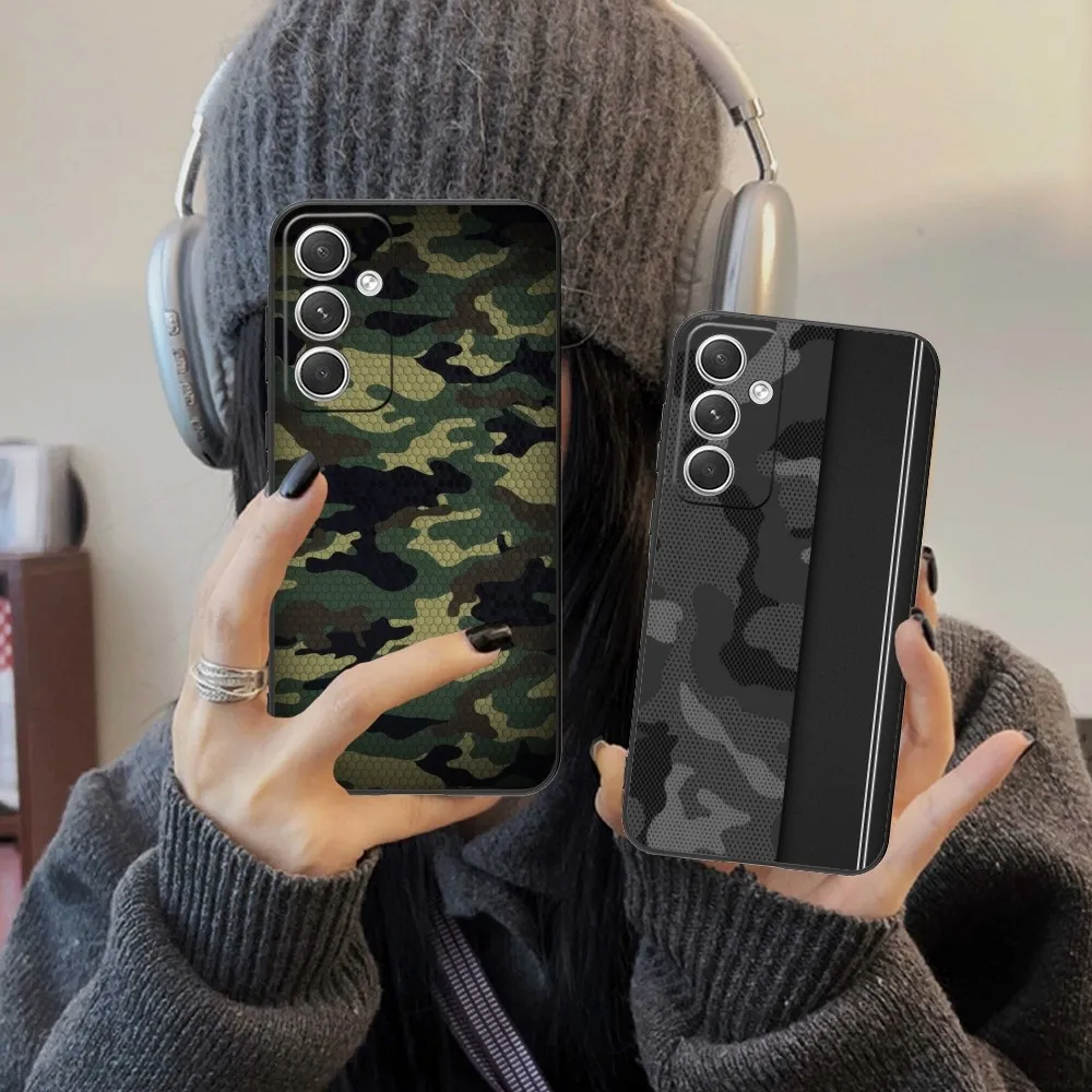 Camouflage Texture Mobile Cell Phone Case For Samsung Galaxy S24 S23 S22 S21 S20 S10 S9 Plus Fe Ultra Lite Black Cover Funda