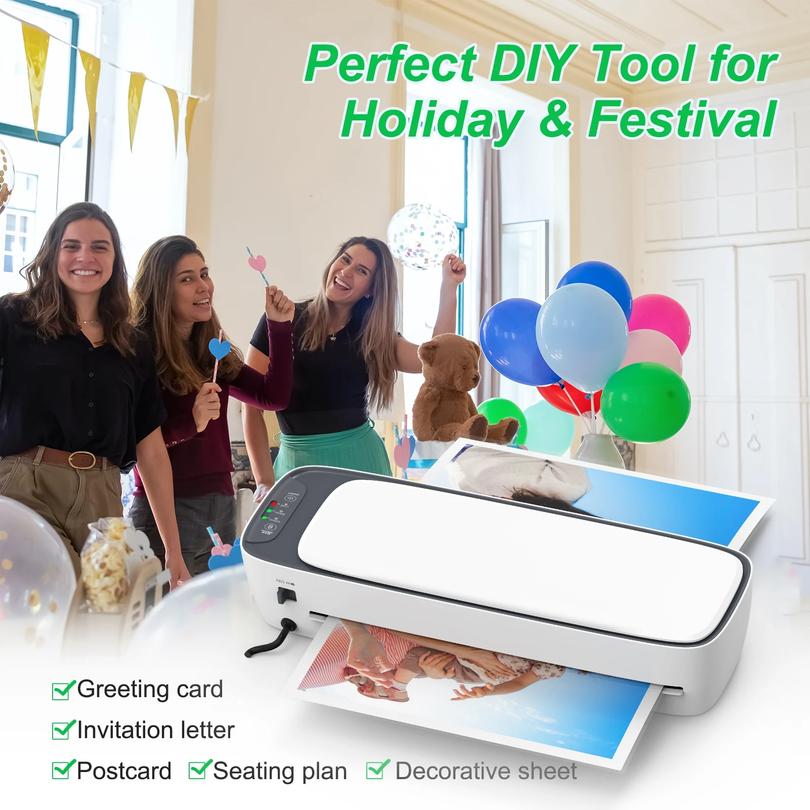 Desktop Laminator Machine Set A3 Size Multifunctional Hot and Cold Lamination 2 Roller System 12.5 Inches Width w/Paper Cutter