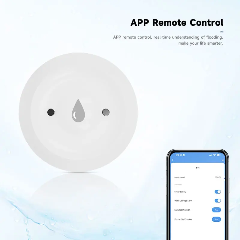 Tuya ZigBee Smart Water Sensor Leak Detector Flood Water Leakage Alarm Smart Life Control Work With Zigbee Gateway 2