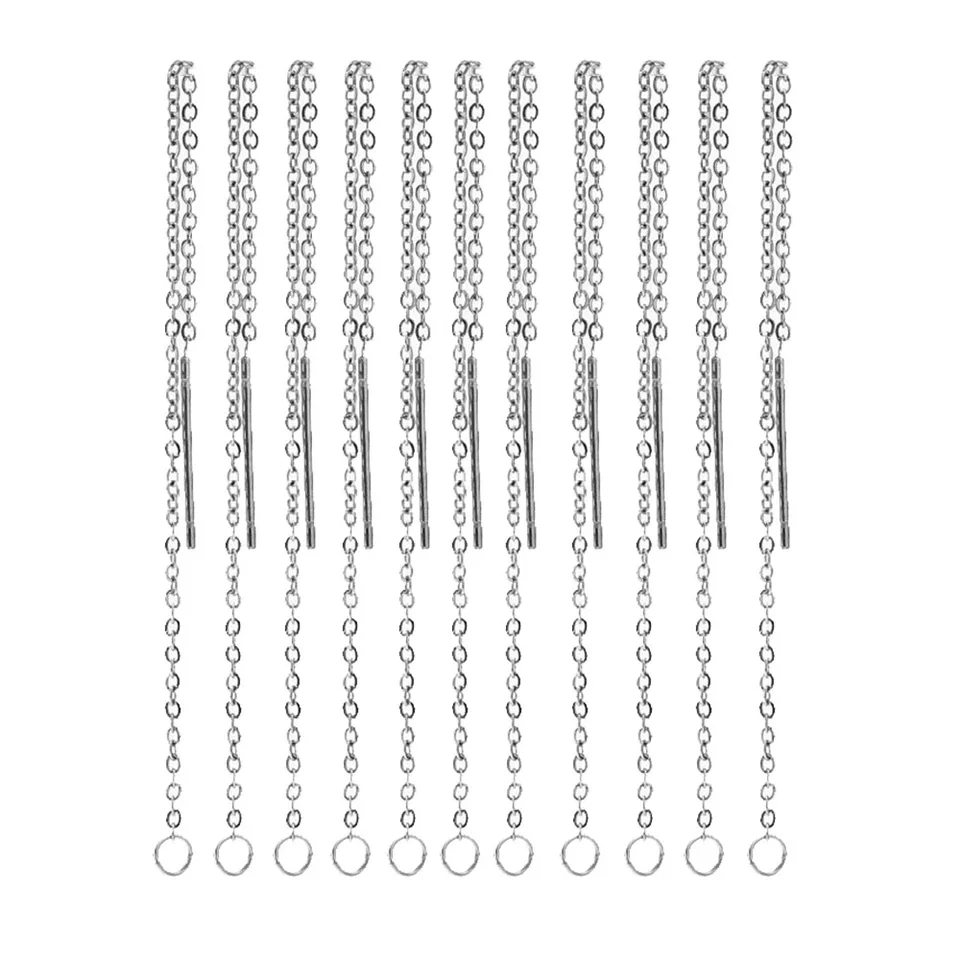 Boucles D'Oreilles Avec Chaînes En Acier Et Perles Clips D'Oreilles