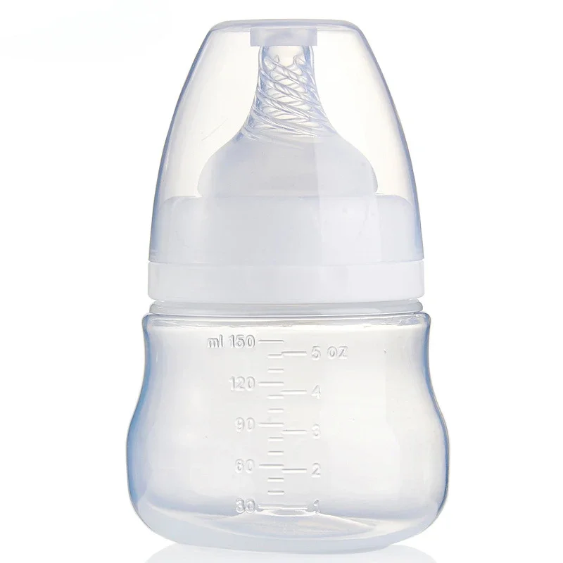 150ML Wide-mouth Bottle for Breast Pumps Bottle Feeder Newborn Baby Feeding Silicone Nipple Baby Drop-resistant Bottles