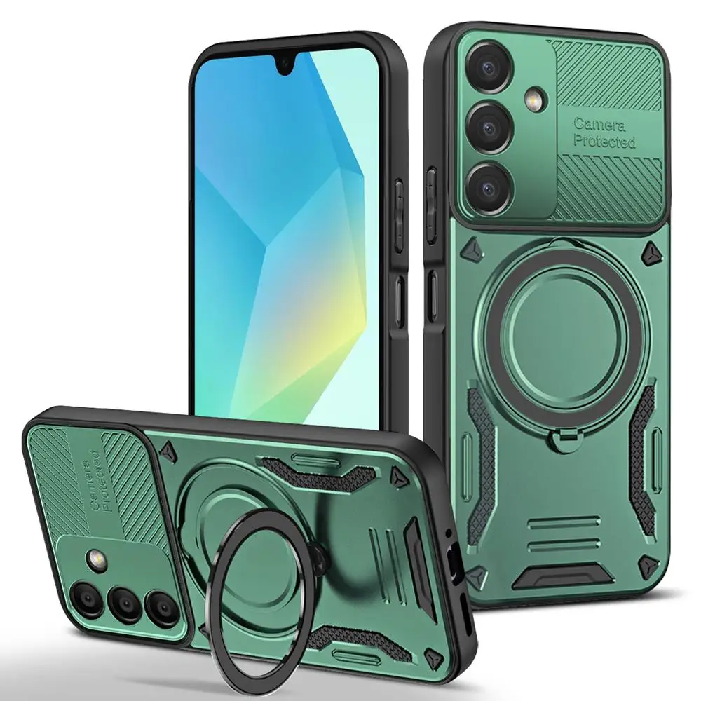 Enhanced Armor Magnetic Phone Case with Ring Bracket Cover
