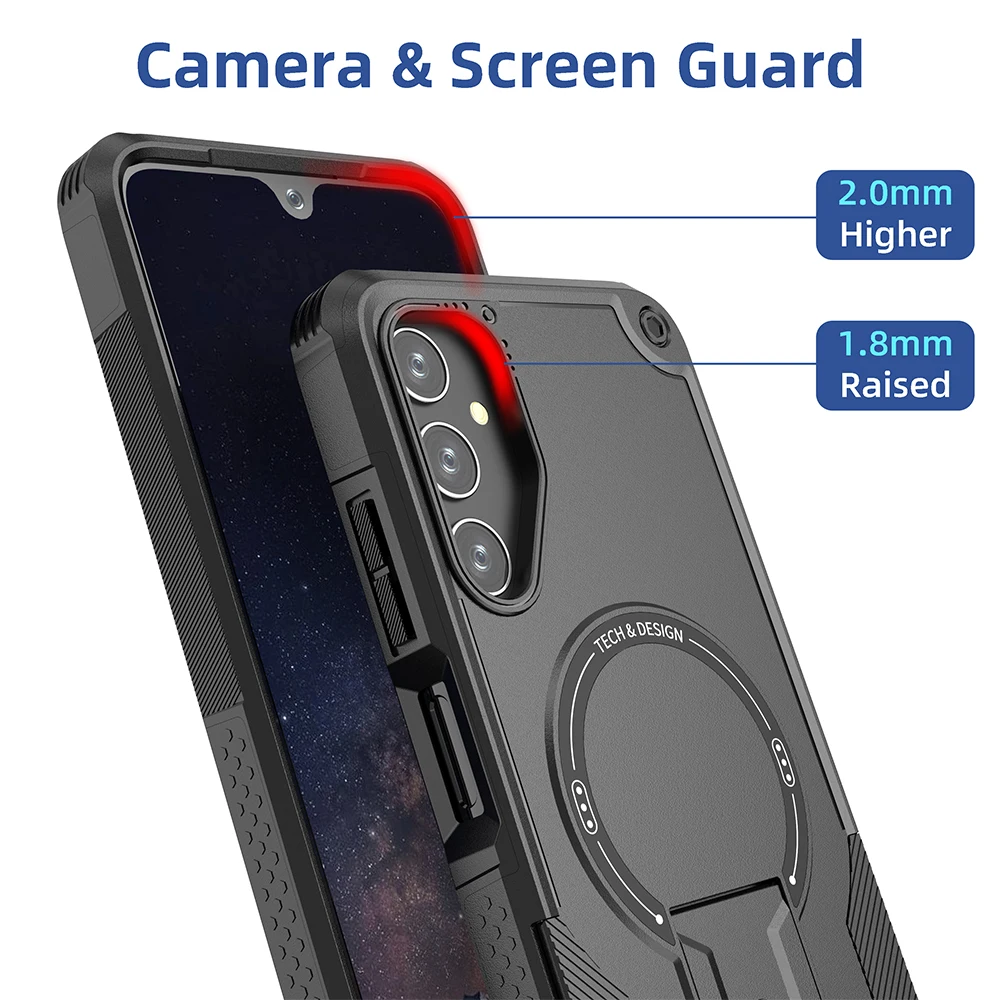 Shockproof Stand Holder Case with Wireless Charging Compatibility