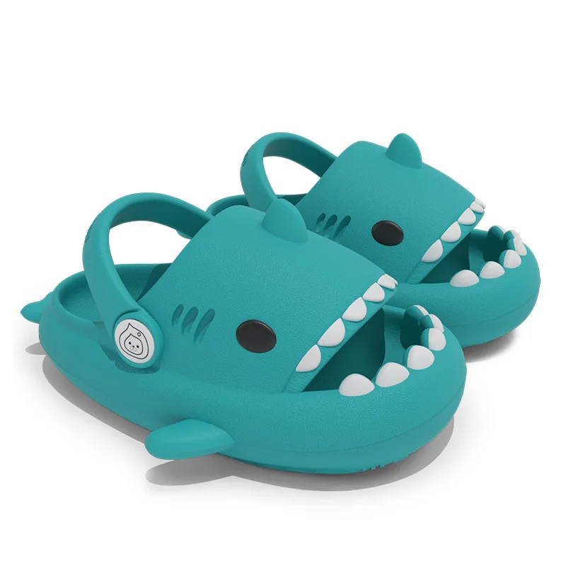 Children\'s Slippers Home Shoes Children\'s Summer Sandals Beach Rubber Shoes Cartoon Shark Boy Girl Baby Soft Sole Bounce