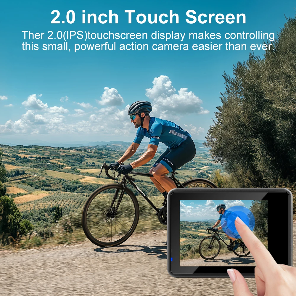 Ourlife MTR60 Pro 5K Action Camera 2.0'' Touch Screen 30M Waterproof WiFi 170° EIS Helmet Sports Camera Optional Remote Control 6
